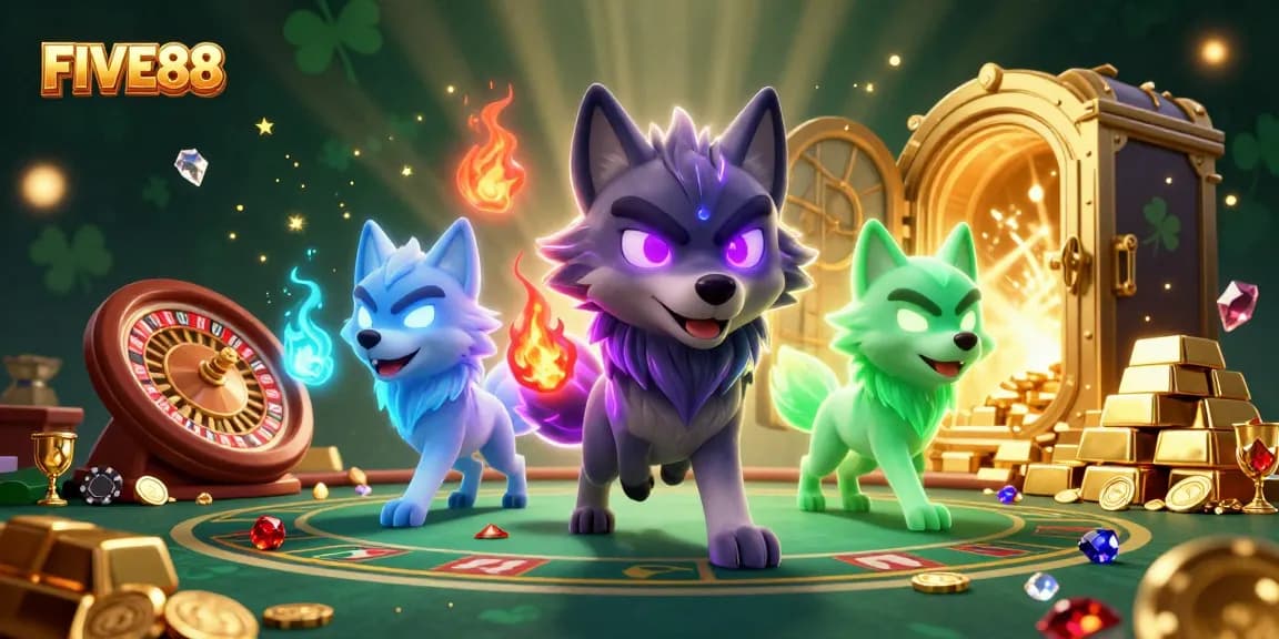 Experience the excitement of the FIVE88 casino with dynamic characters and rich gaming elements.