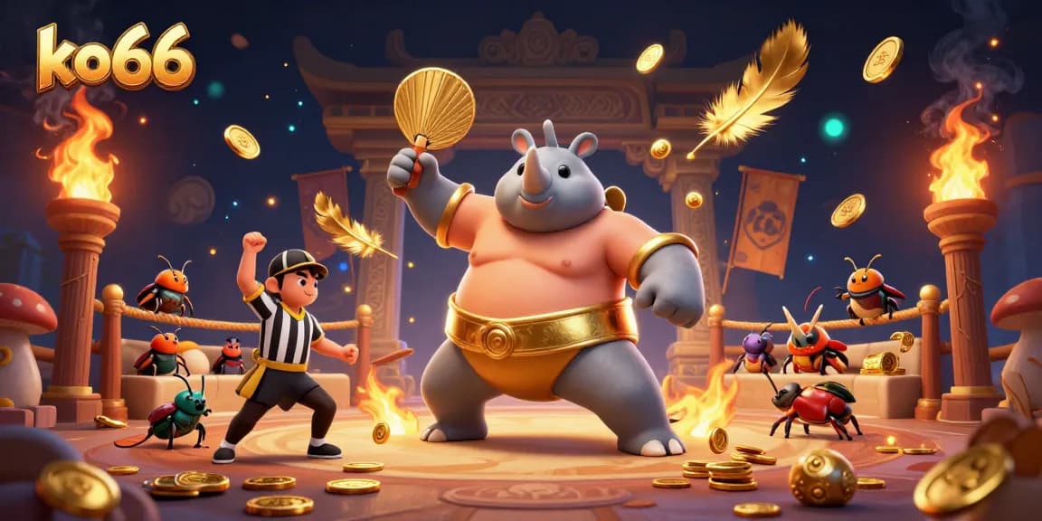 Experience the thrill of ko66 as the sumo beetle champion unleashes coins in an epic casino showdown!