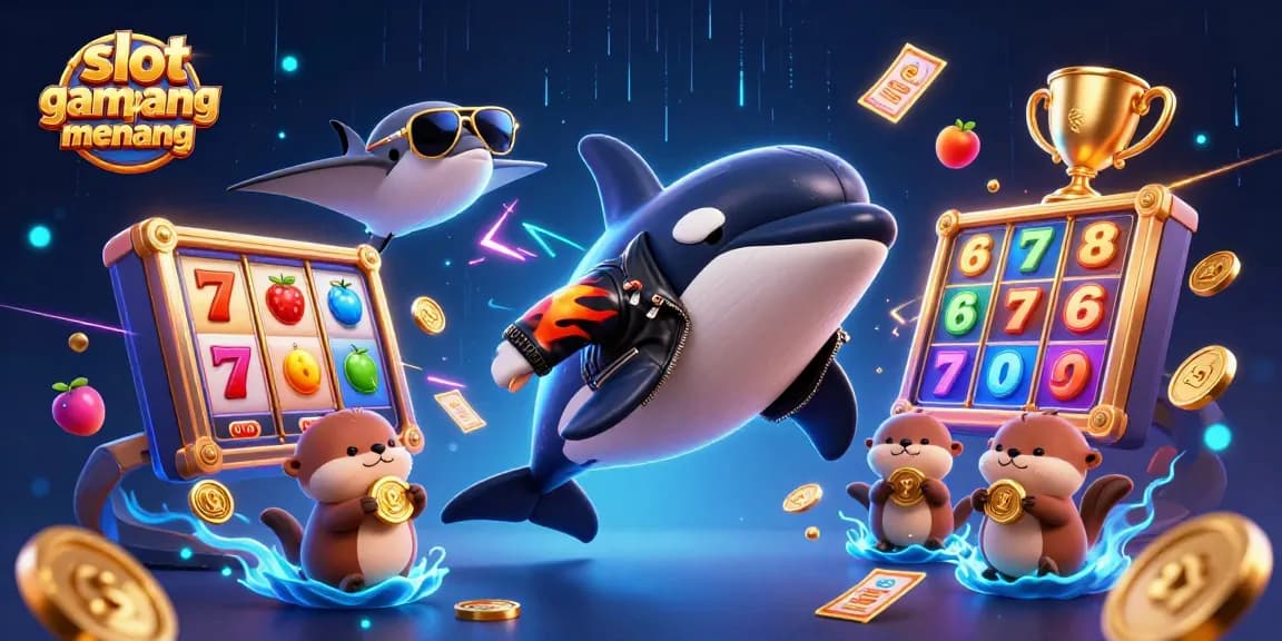 Experience thrilling wins with slot gacor gampang menang in this vibrant casino scene of cartoon characters.