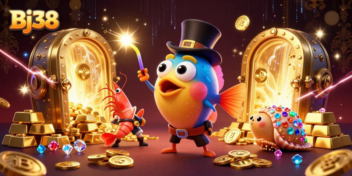 Engage in thrilling gameplay at Bj38, reveling in the vibrant treasure-filled scene.
