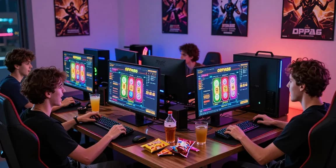 Enjoying a gaming session with friends on the OPPA86 link platform, showcasing vibrant online slots.