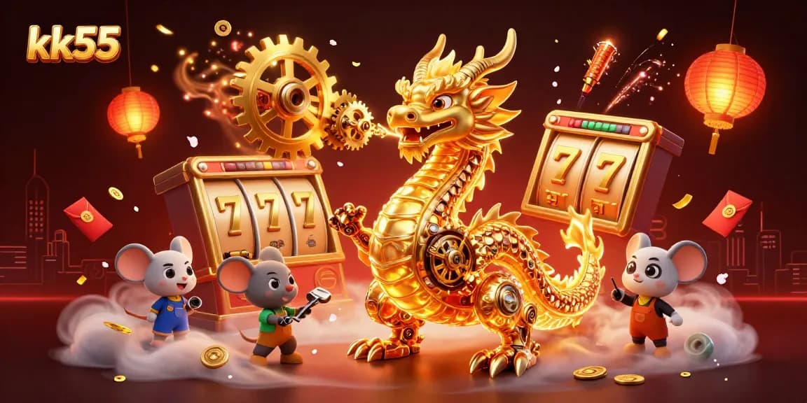 Spin and win at kk55 with thrilling golden dragon gameplay and vibrant casino elements.
