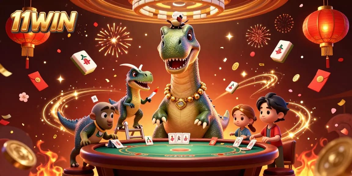 Experience thrilling gameplay at 11WIN with vibrant 3D casino characters and festive elements.