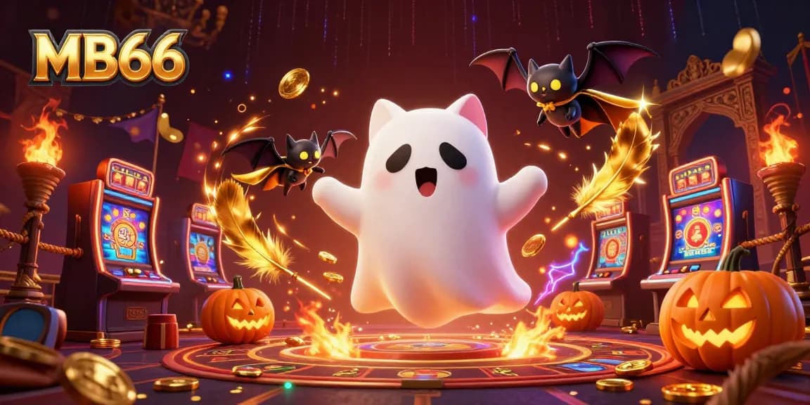 Experience the enchanting world of MB66 with a mystical ghost cat in a casino scene.
