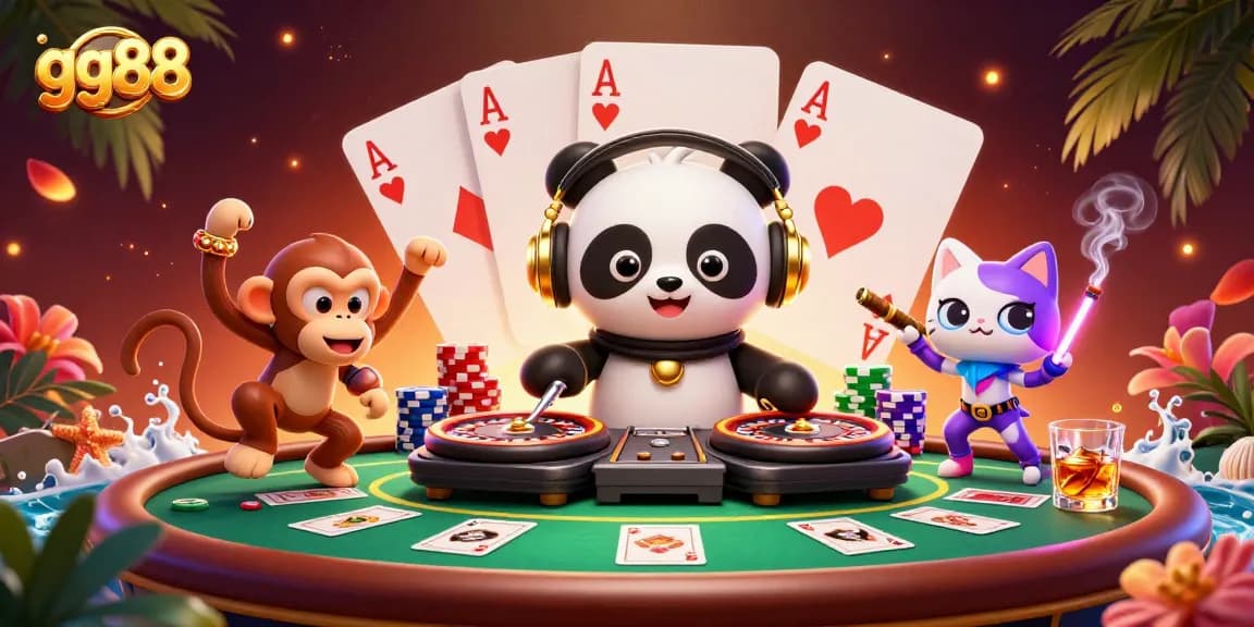 Engage with exciting games at gg88 while enjoying vibrant casino-themed characters in a lively atmosphere.