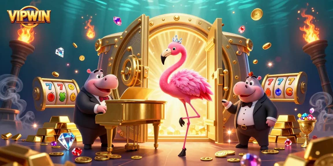 Experience the vibrant world of VIPWIN with alluring casino elements and dynamic characters.
