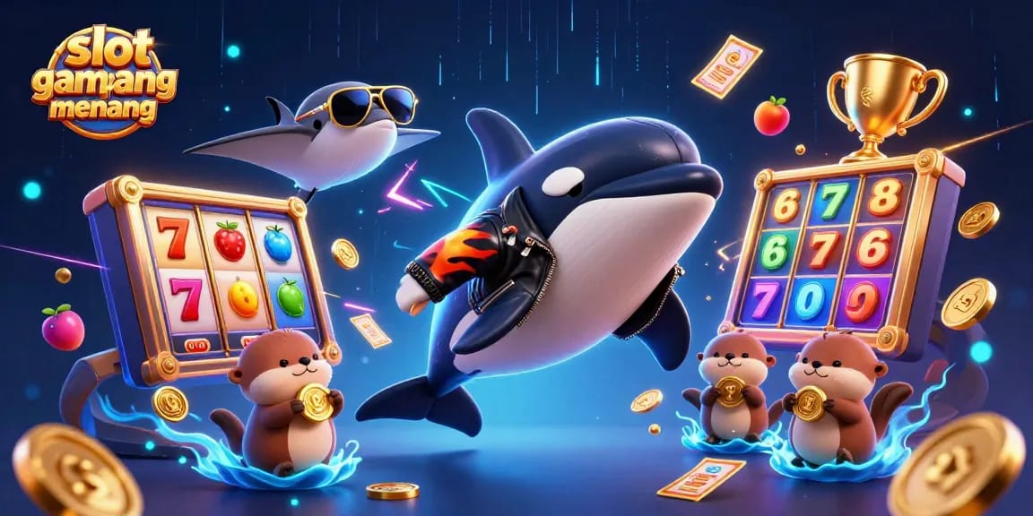 Experience thrilling wins with slot gacor gampang menang in this vibrant casino scene of cartoon characters.