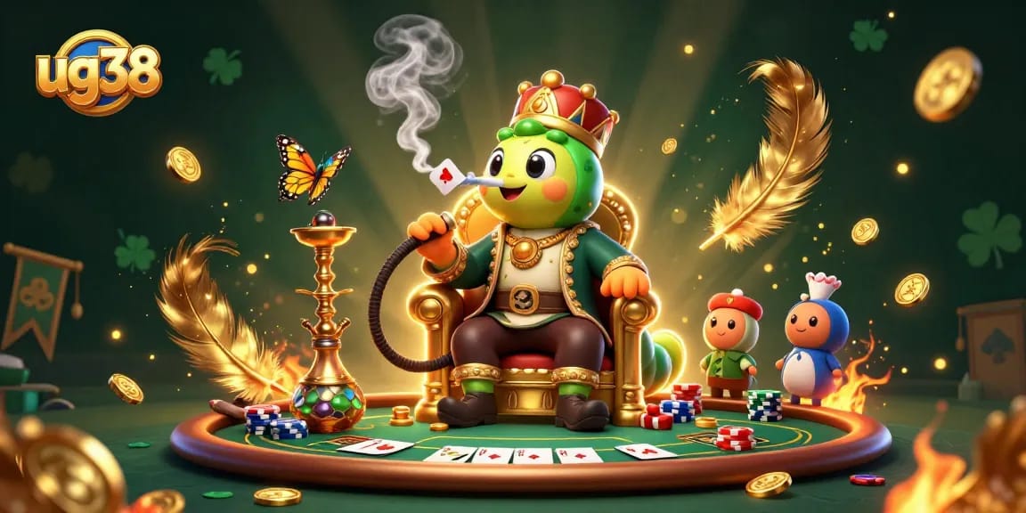 Experience the excitement of poker at ug38 with a vibrant 3D casino scene featuring colorful characters and rich details.
