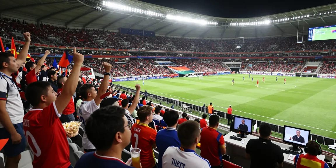 Fans engaging in the World Cup match on Bongdata platform, showcasing excitement and live statistics.