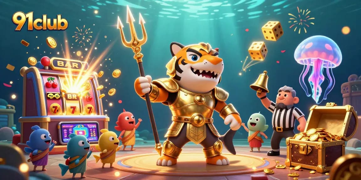 Spin to win at 91club with a vibrant casino scene featuring winning symbols and thrilling action.