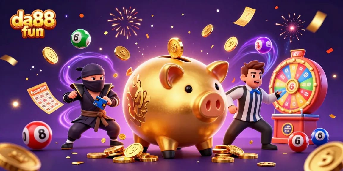 Experience da88 fun with exciting characters featuring dynamic casino elements and celebratory effects.