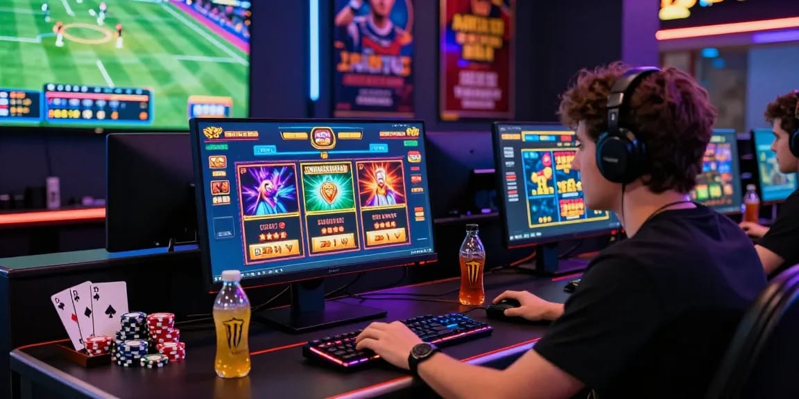 Engaging online gambling experience featuring bl555 virtual casino interface with vibrant games and neon lights.