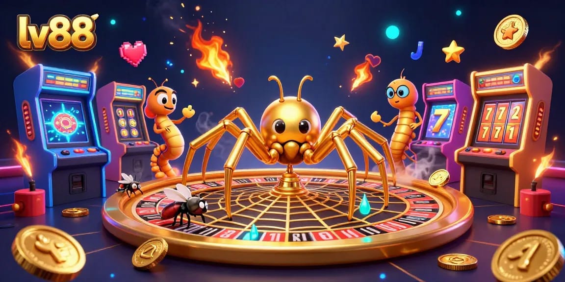 Experience thrilling bets at lv88 with a vibrant casino scene featuring a roulette wheel and colorful game elements.