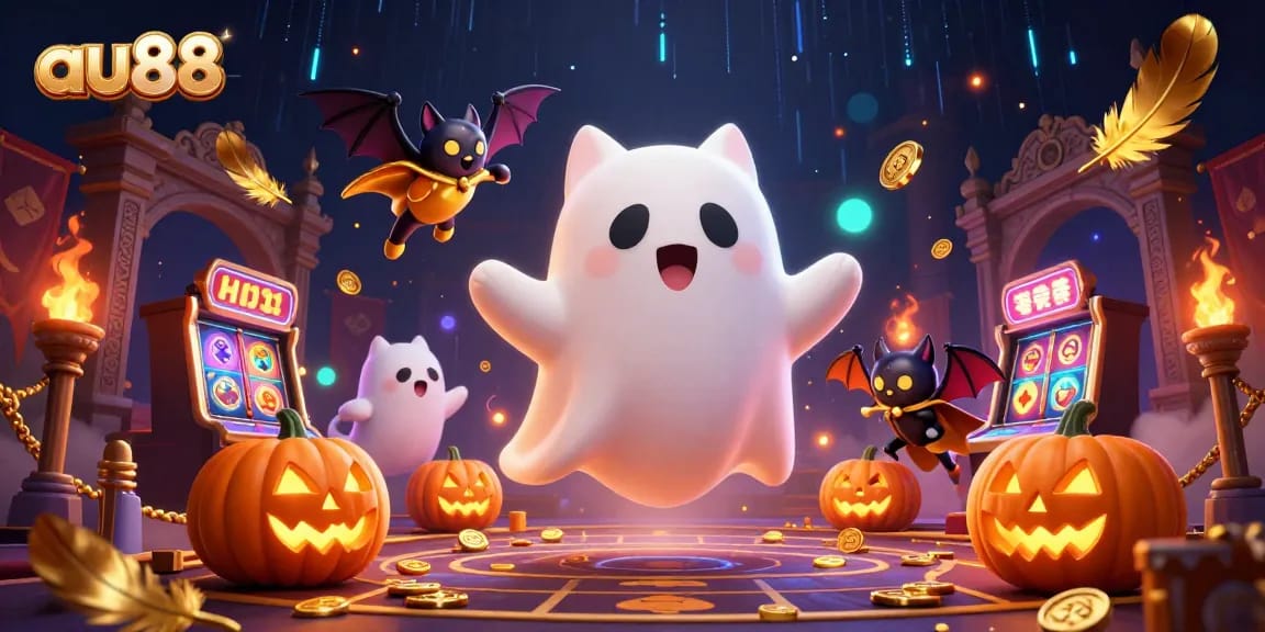 Win big at au88 with exciting slots and glowing characters in a vibrant casino scene.