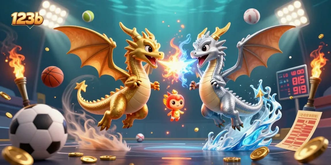 Engage in thrilling gameplay at 123b with dynamic casino scenes featuring dragons and sports elements.