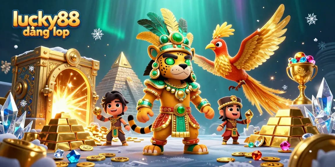 Experience the excitement of lucky88 đăng nhập in a vibrant casino scene with treasures and dynamic game elements.