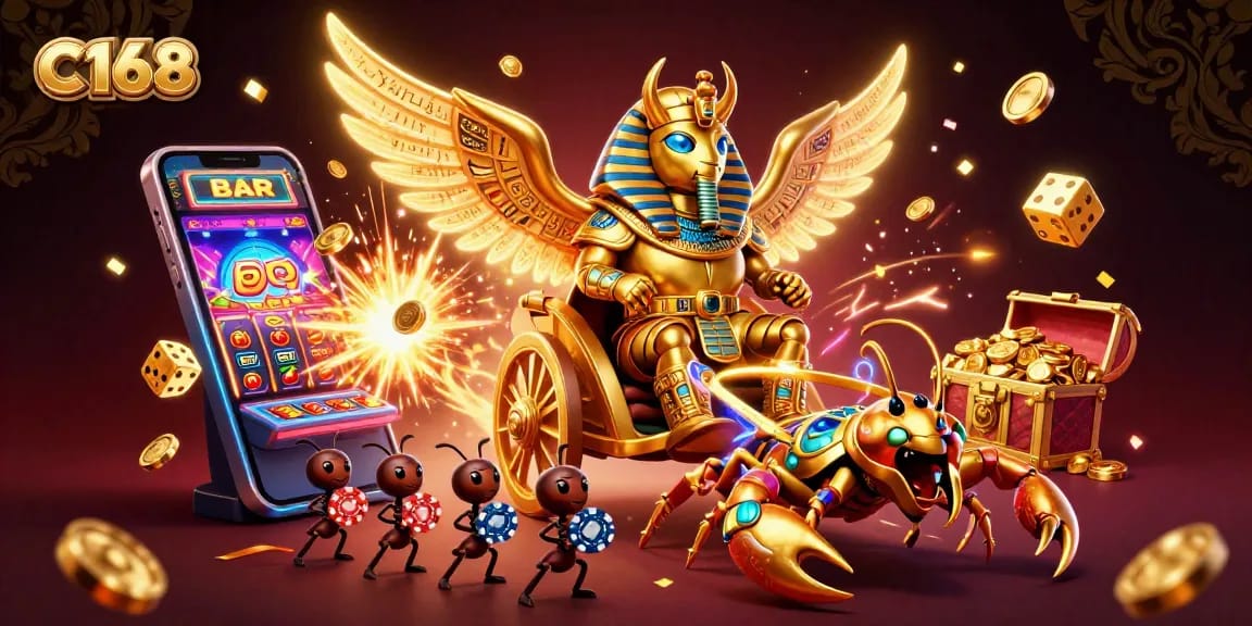 C168 offers vibrant casino adventures with a golden beetle champion, jackpots, and thrilling gameplay experiences.