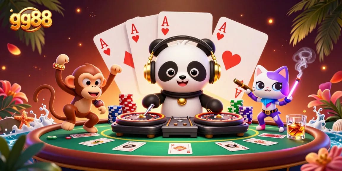Engage with exciting games at gg88 while enjoying vibrant casino-themed characters in a lively atmosphere.