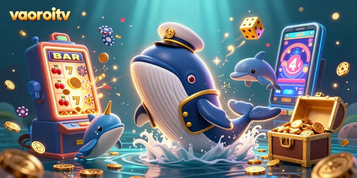 vaoroitv showcases a vibrant 3D scene with oceanic themes and gambling excitement, capturing the thrill