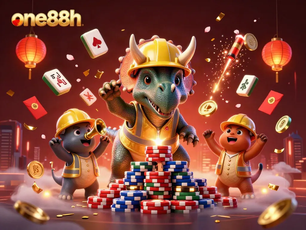 Experience thrilling gaming action at one88h with dynamic characters and festive elements all around.
