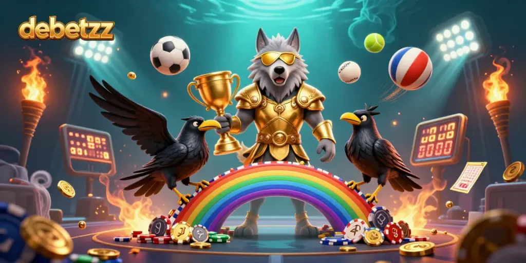 Experience thrill with debetzz as Odin and ravens conquer a vibrant sports betting realm.