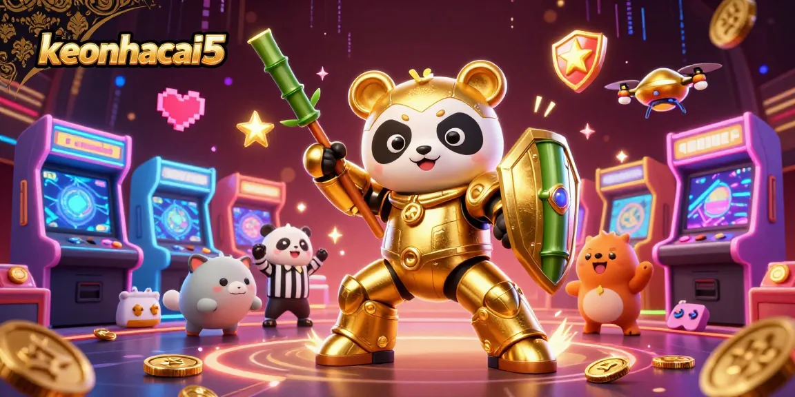 Engage with keonhacai5 through an exciting 3D casino battle scene showcasing unique gaming elements.