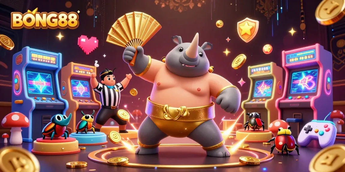 BONG88 offers an exciting gaming experience with dynamic characters celebrating at a virtual casino.