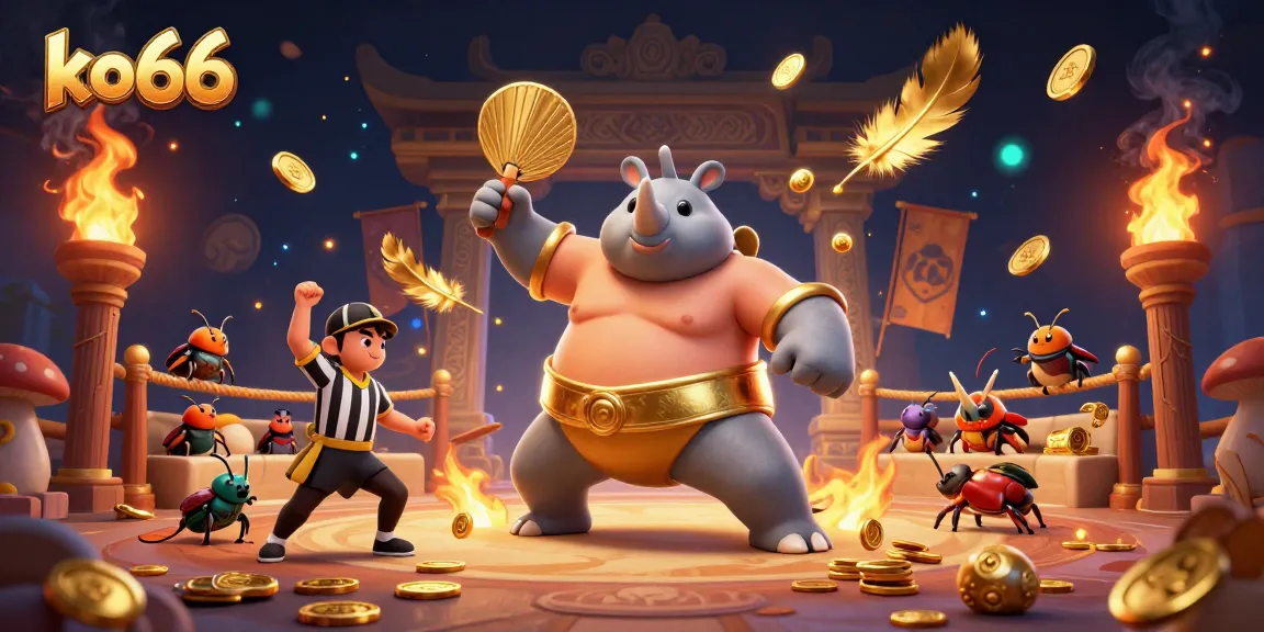 Experience the thrill of ko66 as the sumo beetle champion unleashes coins in an epic casino showdown!