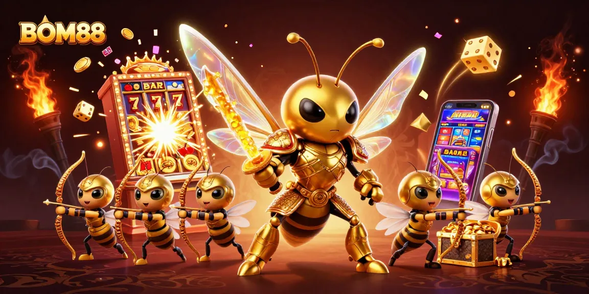 Experience the excitement of BOM88 with immersive 3D casino characters amid jackpot scenes and vibrant colors.