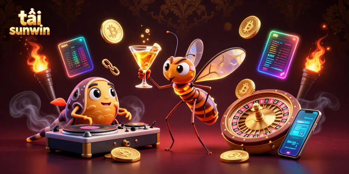 Experience the thrill of tải sunwin with a dynamic casino scene featuring unique characters and crypto elements.