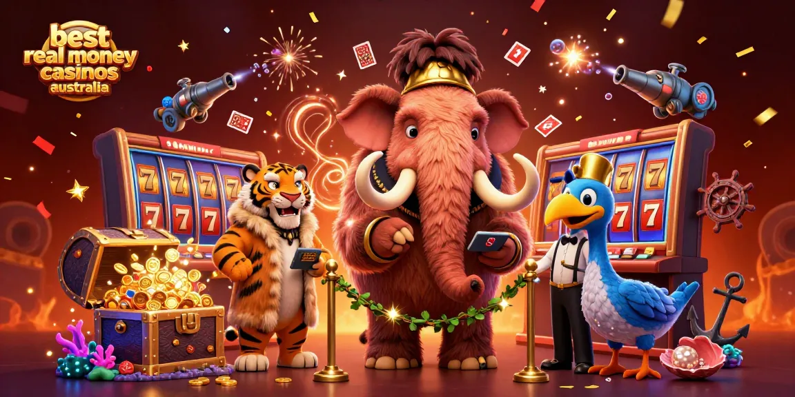 Catch the action at the best real money casinos australia with unique characters in a vibrant casino scene.