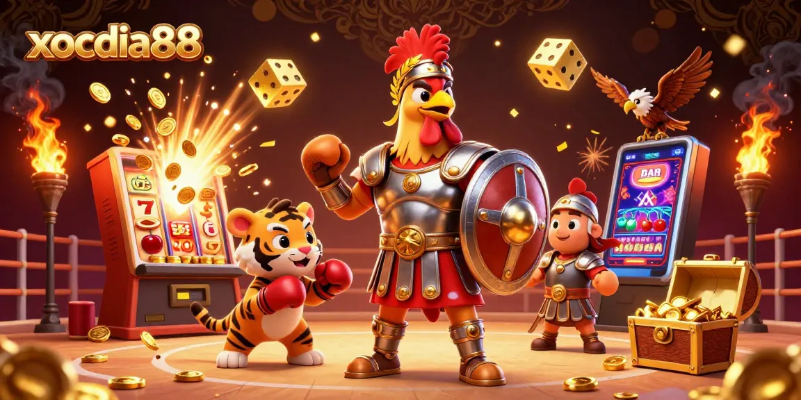 Experience thrilling cockfighting at xocdia88 in an explosion of colors, game symbols, and excitement.