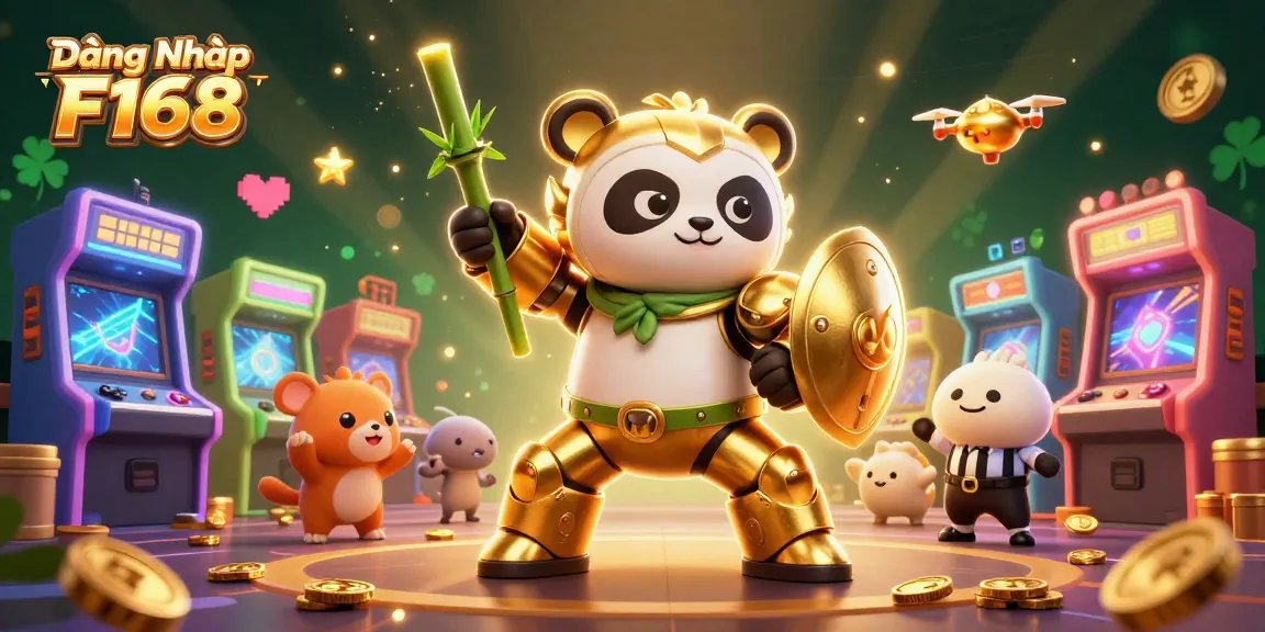 Experience Đăng Nhập F168 with a dynamic scene of a mech-suit panda, enhanced casino game elements and excitement.