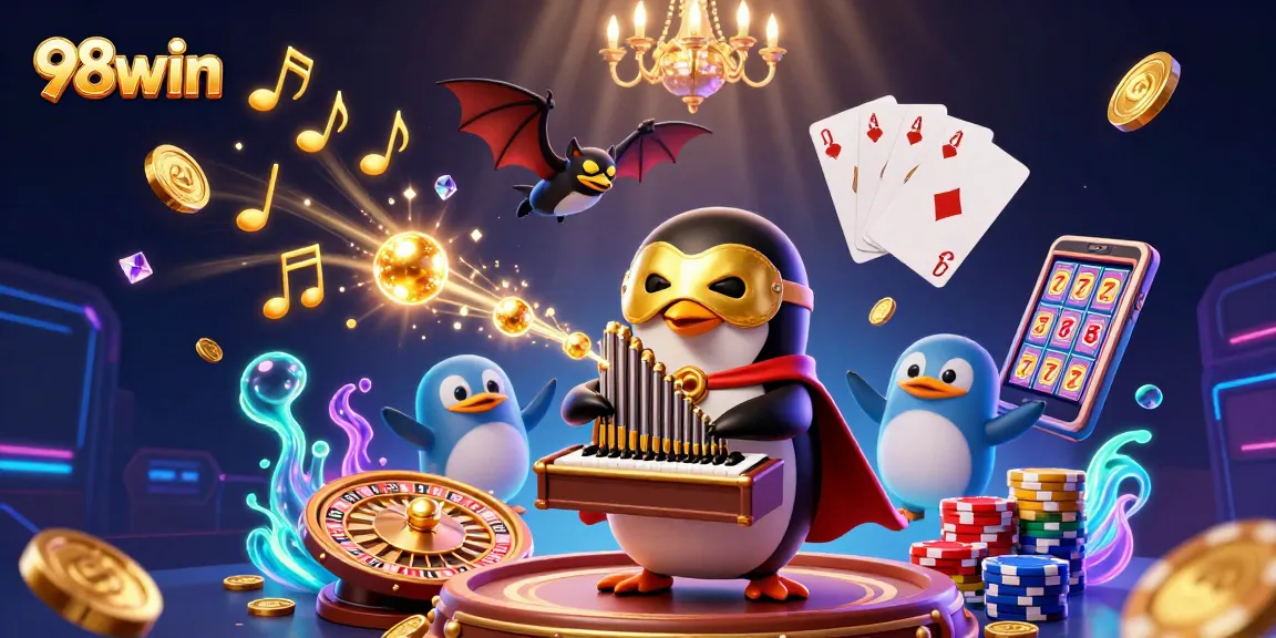 Experience thrilling wins with 98win in this dynamic, vibrant casino scene full of excitement.