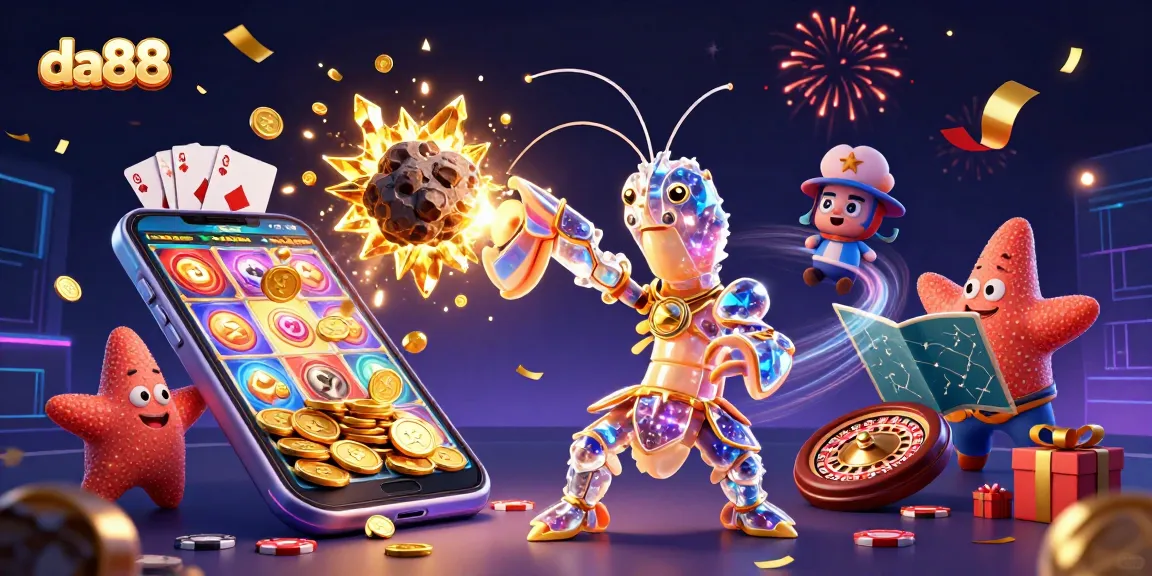 Engage with da88's dynamic casino scene featuring intergalactic characters and vibrant gaming elements.