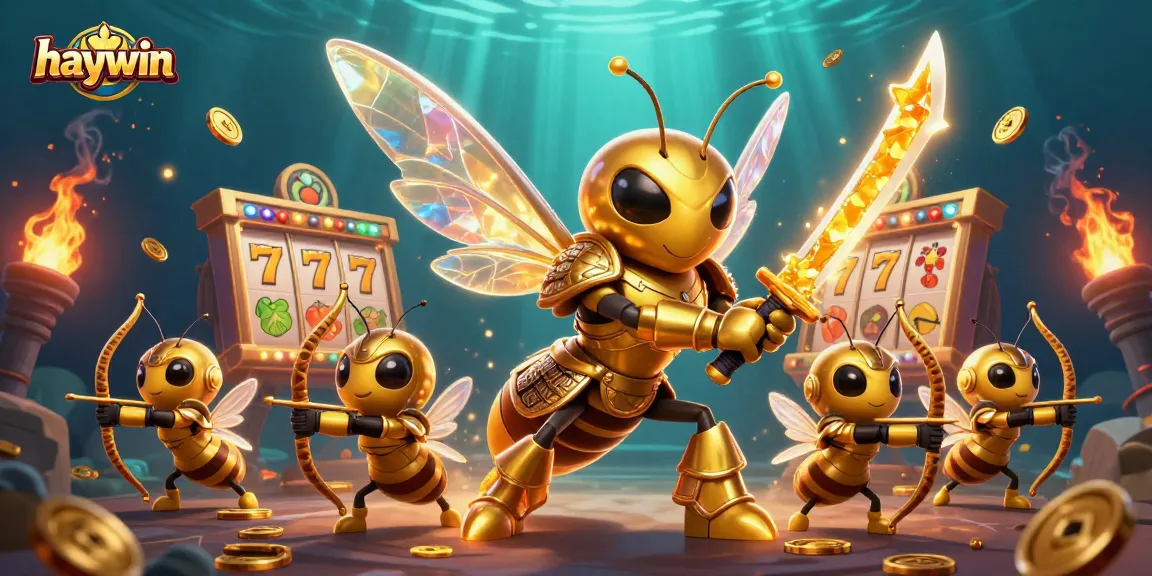 Experience excitement with haywin's giant golden hornet samurai in a dynamic casino scene.