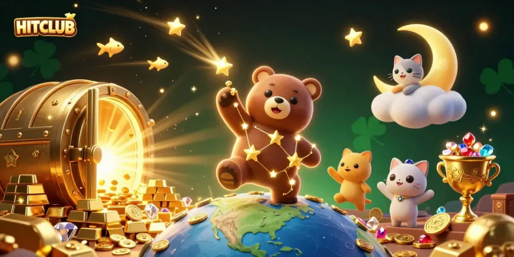 Experience thrilling jackpots at HITCLUB with sparkling gold treasures and dynamic game elements.