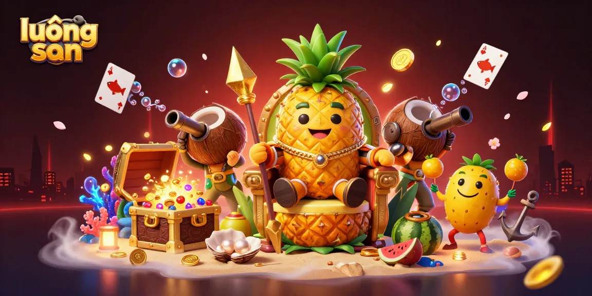 Engage in dynamic gameplay with lương sơn at this vibrant beach casino scene filled with gold treasures and lively characters.