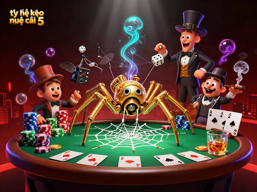 Experience the dynamic thrill of tỷ lệ kèo nhà cái 5 with vibrant characters and casino elements.