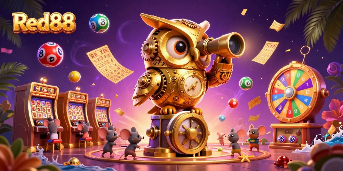 Experience the excitement of Red88 with vibrant casino elements and dynamic characters in a captivating scene.
