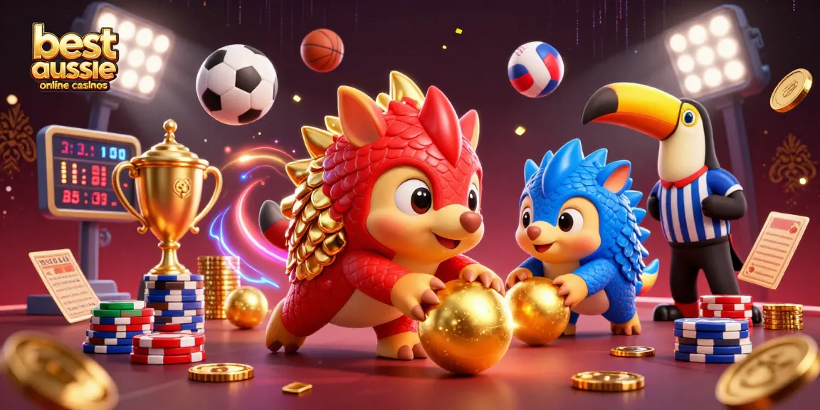 Experience the excitement of the best aussie online casinos with playful pangolins competing over poker chips.