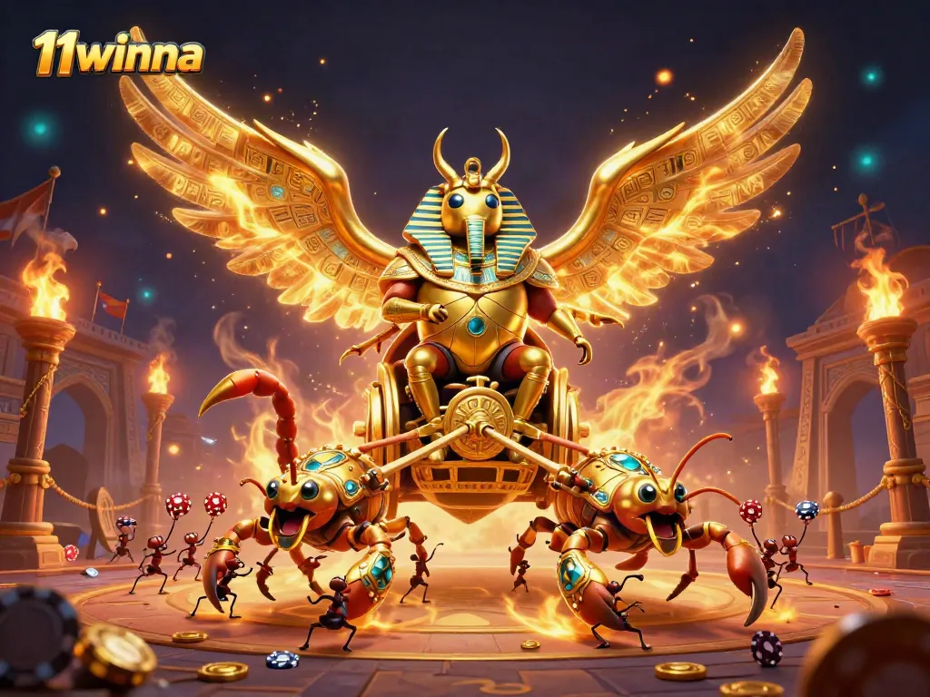 Experience the adventure of 11winna with vibrant golden creatures and exciting casino elements