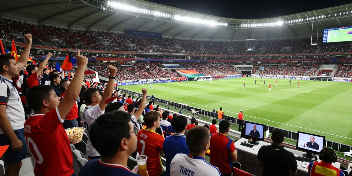 Fans engaging in the World Cup match on Bongdata platform, showcasing excitement and live statistics.