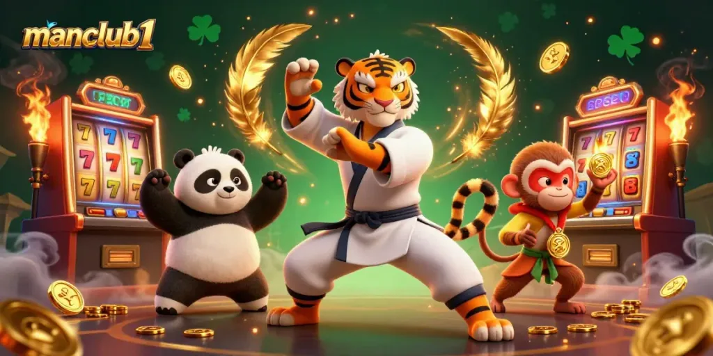 Experience the thrilling excitement of manclub1 with vibrant 3D characters and slot machines in action.
