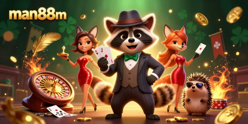 Experience thrilling moments with man88m in a vibrant casino scene filled with elegance and excitement.