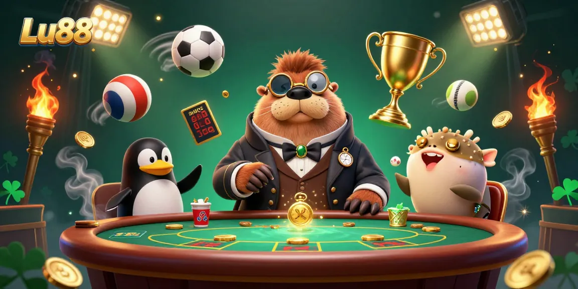 Join Lu88's exciting underwater poker table with a walrus, penguin dealer, and a bluffing pufferfish.