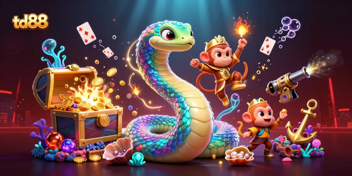 Experience thrilling gameplay with td88's vibrant underwater casino adventure featuring a rainbow serpent.