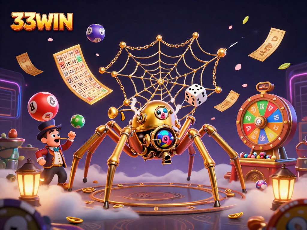 Experience the excitement of winning at 33WIN with vibrant lottery balls and dynamic gaming elements lighting up the scene.