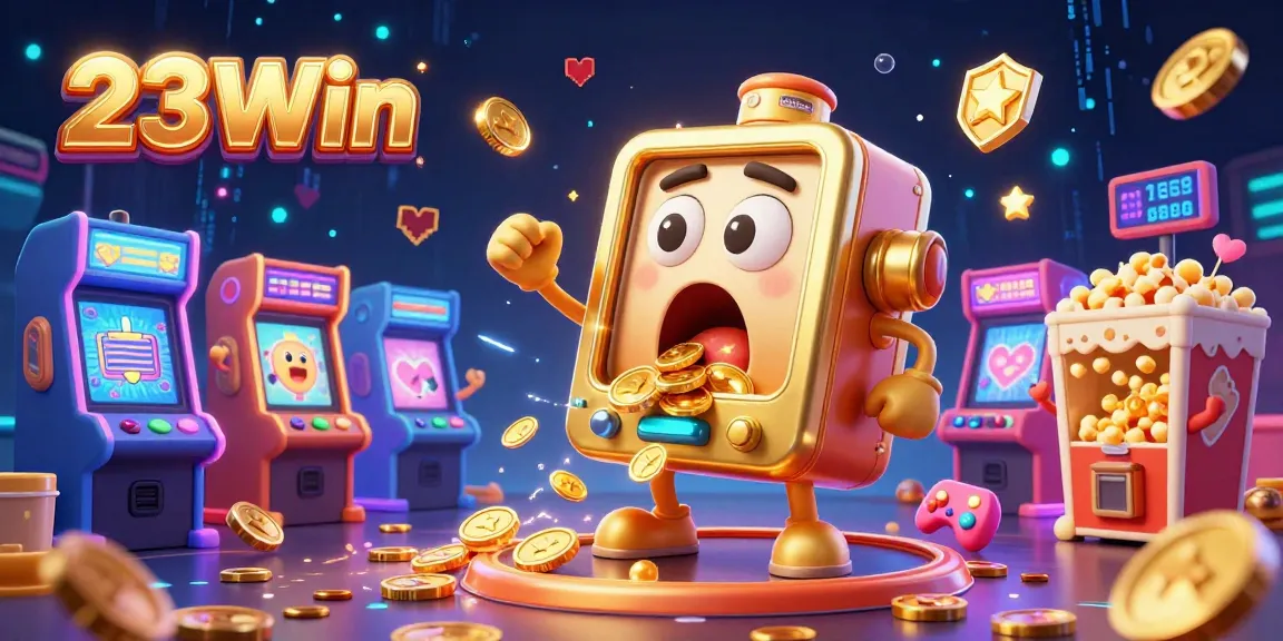 Play the thrilling 23Win golden slot machine as it hits the jackpot, showered with coins!